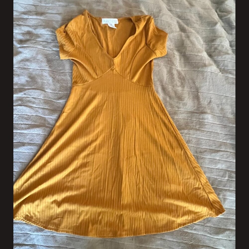 Planet Gold Women's Yellow Dress Size XS – Flirty A-Line Mini Dress